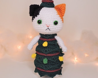 Christmas Tree Cat Crochet Pattern Amigurumi PDF