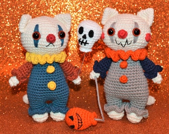 Clown Cat Halloween Crochet Pattern by Floofs and Things