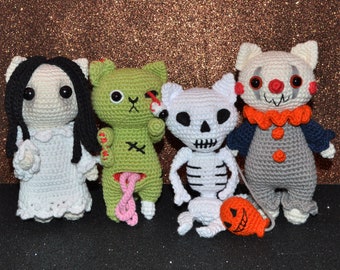 Meowlloween Set of 4 Halloween Cat Crochet Patterns by Floofs and Things