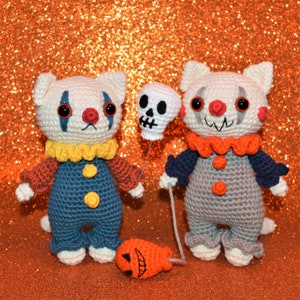 Clown Cat Halloween Crochet Pattern by Floofs and Things