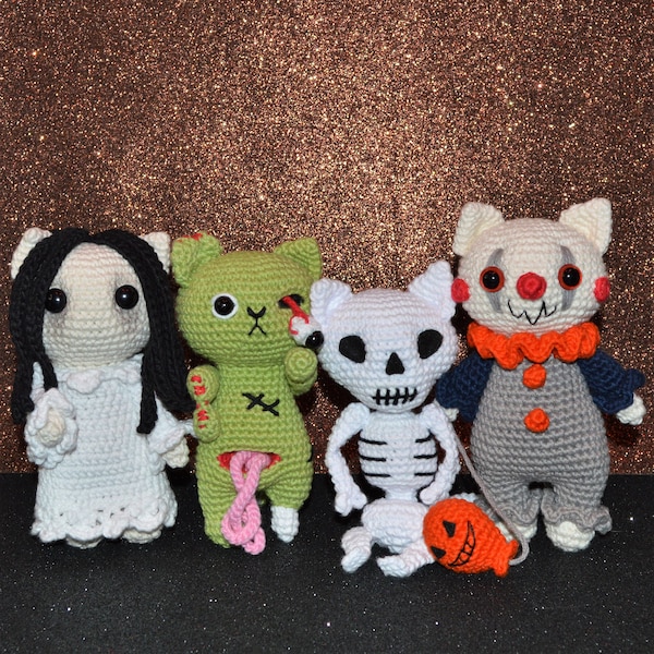Meowlloween Set of 4 Halloween Cat Crochet Patterns by Floofs and Things