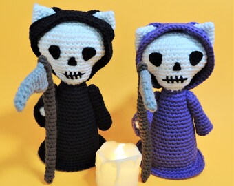 Grim Reaper Cat Halloween Crochet Pattern Amigurumi PDF