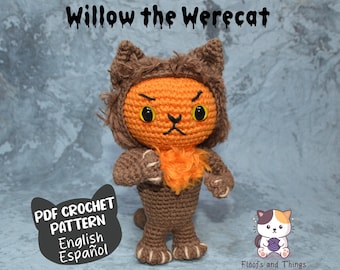 Werewolf Cat Crochet Pattern by Floofs and Things, Halloween Creepy Cute Amigurumi Pattern
