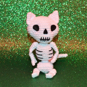 Skeleton Cat Halloween Crochet Pattern by Floofs and Things