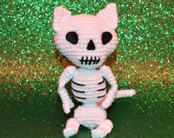 Skeleton Cat Halloween Crochet Pattern by Floofs and Things