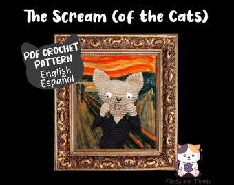 The Scream Cat Crochet Pattern by Floofs and Things, Edvard Munch Art Cat Amigurumi Pattern