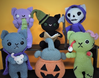 Meowlloween Set of 6 Halloween Cat Crochet Patterns Amigurumi PDF