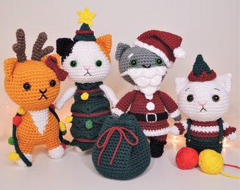 Christmas Cat Crochet Pattern Set Amigurumi PDF