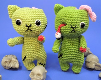 Zombie Cat Halloween Crochet Pattern Amigurumi PDF