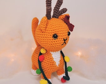 Reindeer Cat Christmas Crochet Pattern Amigurumi PDF