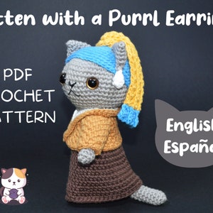 Girl with a Pearl Earring Cat Crochet Pattern by Floofs and Things