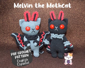 Mothman Cat Crochet Pattern by Floofs and Things, Mothcat Amigurumi Pattern