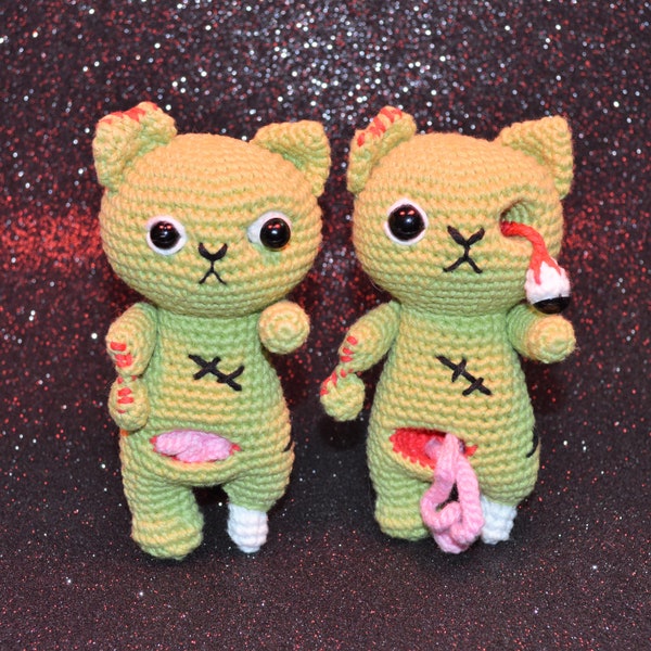 Zombie Cat Halloween Crochet Pattern by Floofs and Things