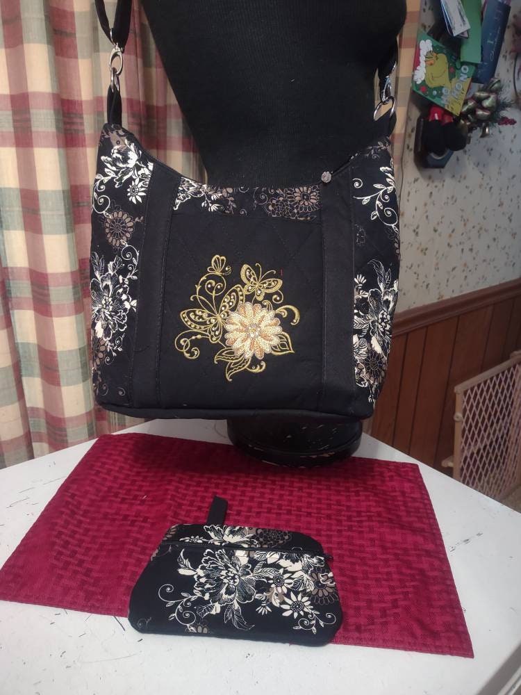 Cross Body Quilted Purse With Matching Makeup Pouch Flower and Etsy