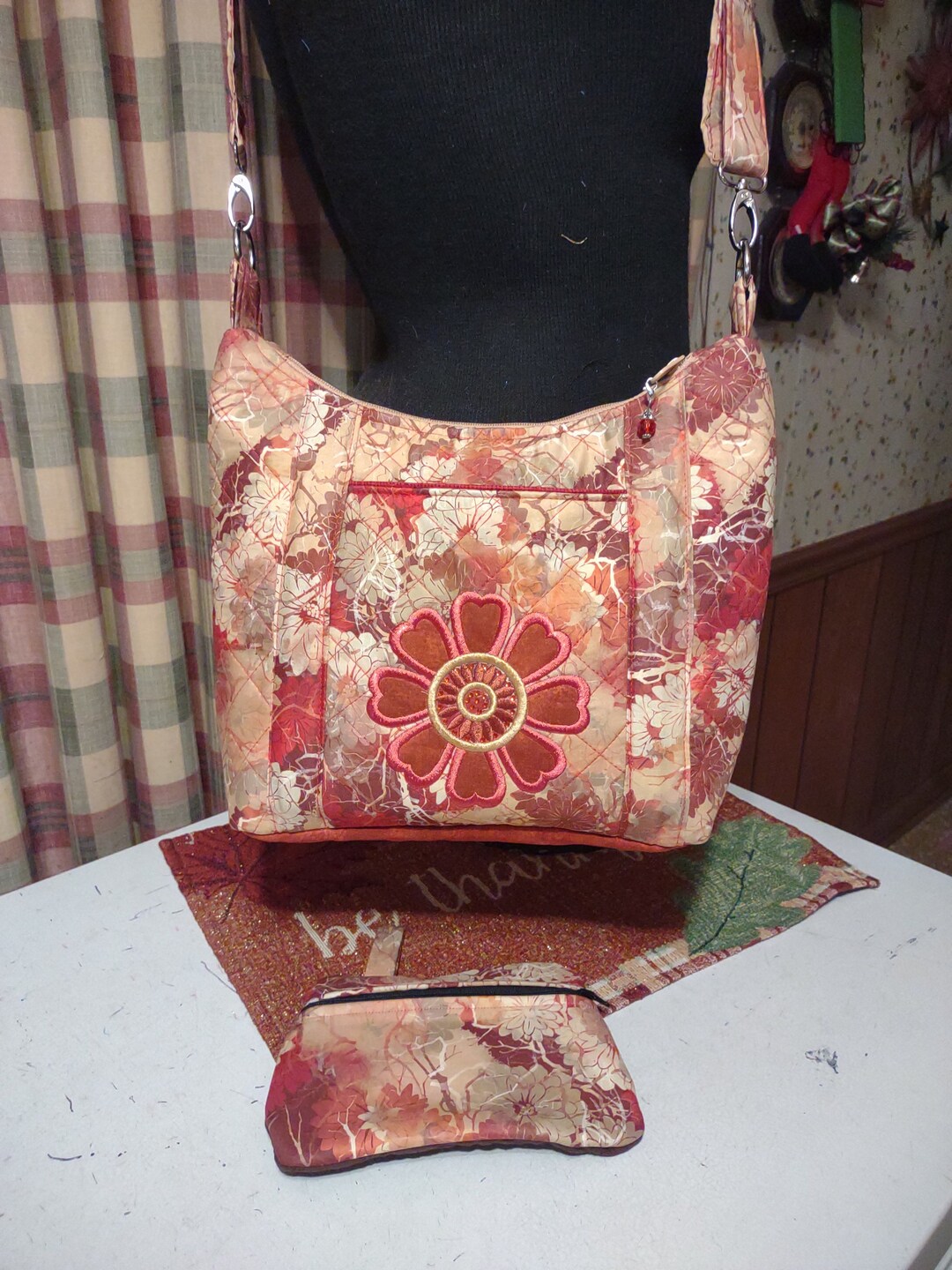 Quilted Cross Body Purse With 9 Pockets Makeup Pouch Included Etsy