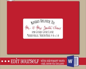 EDITABLE Christmas ADDRESS LABEL Template,2x4 Address Label, Addressing,Christmas,Word,Mail Merge,Instant Download, Template