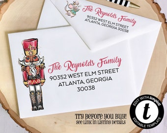 EDITABLE Christmas ENVELOPE Template, Templett, Christmas Envelope ADDRESSING, Nutcracker, Mouse King, Envelope Addressing, Return Address