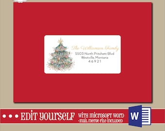 EDITABLE Christmas ADDRESS LABEL Template,2x4 Address Label, Addressing,Christmas,Word,Mail Merge,Instant Download, Template