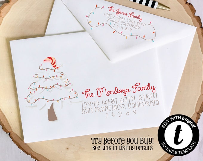EDITABLE Christmas ENVELOPE Template, Templett, Christmas Envelope ADDRESSING, Christmas, Recipient Addressing, Envelope Addressing