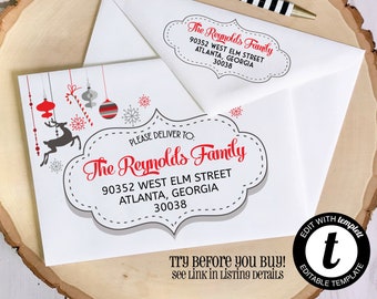 EDITABLE Christmas ENVELOPE Template,Templett, Christmas Envelope ADDRESSING,Christmas,Recipient,Envelope Addressing,Instant Download