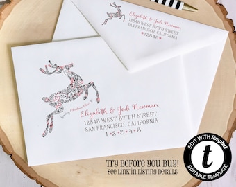 EDITABLE Christmas ENVELOPE Template,Templett,Christmas Envelope ADDRESSING,Christmas,Recipient,Envelope Addressing,Return Address, Red