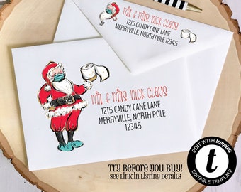 EDITABLE Christmas ENVELOPE Template, Templett, Christmas Envelope ADDRESSING, Snowman, Sketch, Envelope Addressing, Return Address