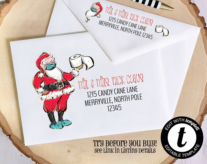 EDITABLE Christmas ENVELOPE Template, Templett, Christmas Envelope ADDRESSING, Snowman, Sketch, Envelope Addressing, Return Address