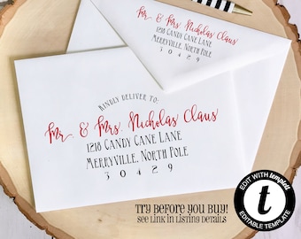 EDITABLE Christmas ENVELOPE Template, Templett, Christmas Envelope ADDRESSING, Christmas, Recipient Addressing, Envelope Addressing