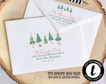 EDITABLE Christmas ENVELOPE Template, Templett, Christmas Envelope ADDRESSING, Christmas,Recipient Addressing, Envelope Addressing