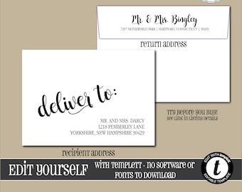 EDITABLE WEDDING ENVELOPE Template, Templett, Wedding Envelope Addressing, Elegant, Envelope Addressing, Return Address, EL010