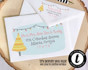 EDITABLE Christmas ENVELOPE Template, Templett, Christmas Envelope ADDRESSING, Christmas, Recipient Addressing, Envelope Addressing