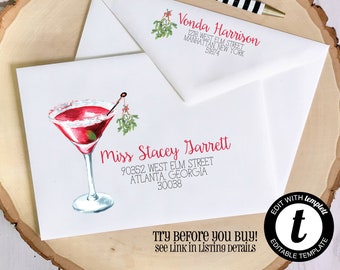 EDITABLE Christmas ENVELOPE Template, Templett, Envelope ADDRESSING, Christmas, Template, Recipient Addressing, Return Address, Editable