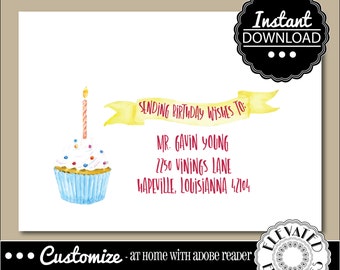 editable birthday envelope templatebirthday envelope etsy