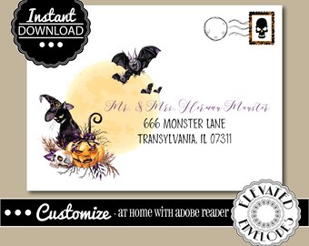 editable halloween envelope templateenvelope etsy