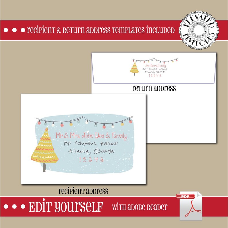 EDITABLE Christmas ENVELOPE Template,Christmas Envelope ADDRESSING,Christmas,Santa,Recipient Addressing,Envelope Addressing,Instant Download