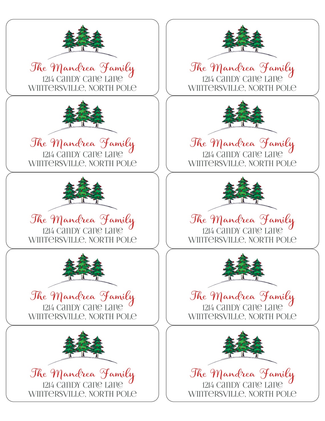 EDITABLE Christmas ADDRESS LABEL Template Envelope Etsy