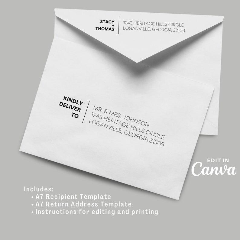 Editable Wedding Envelope Template | Canva Envelope Template | DIY ...
