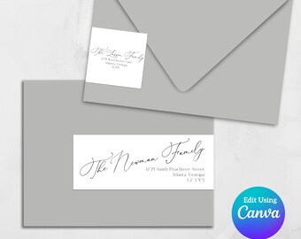 Printable Wrap Around Wedding Address Label Template for Canva | DIY Wedding Invitations | Elegant #33