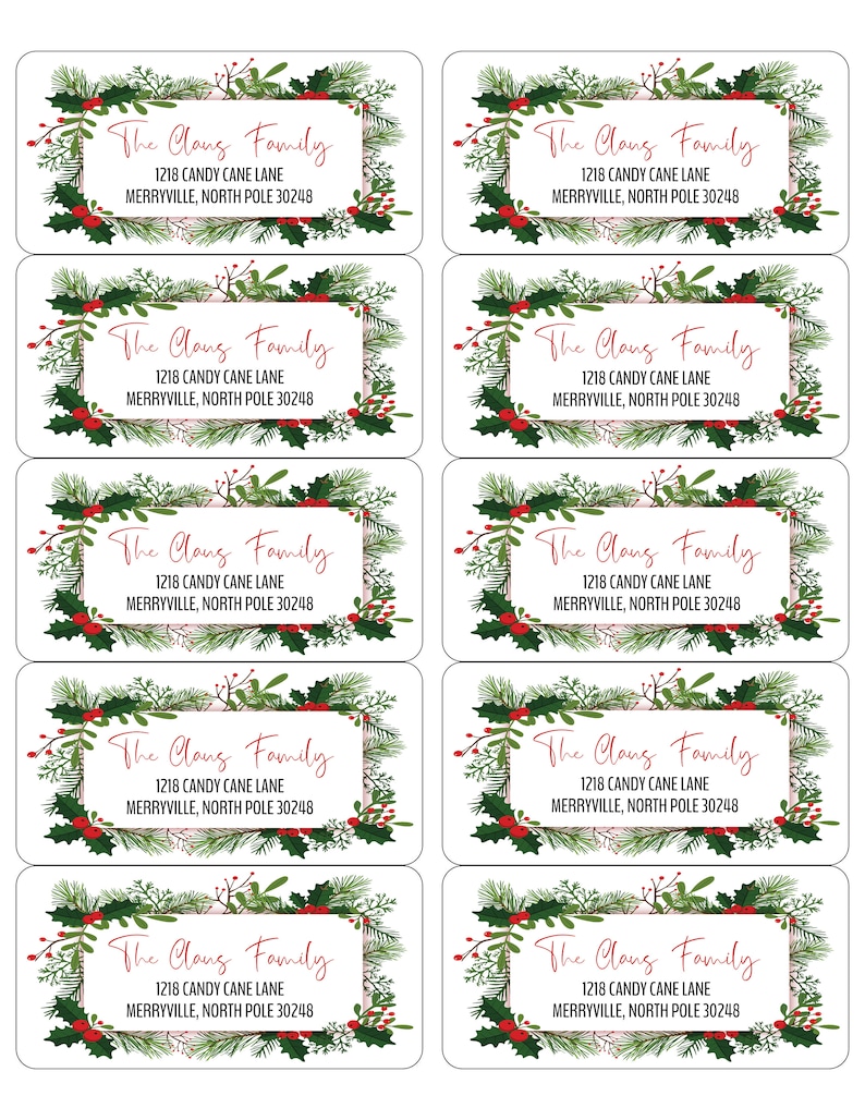 EDITABLE Christmas ADDRESS LABEL Template,2x4 Address Label, Addressing ...