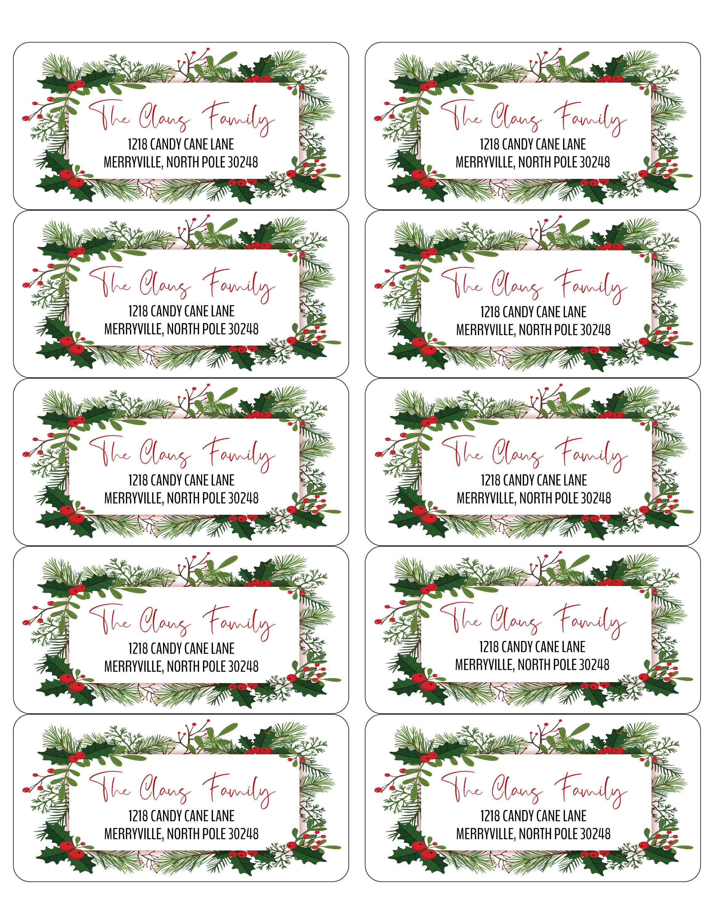 EDITABLE Christmas ADDRESS LABEL Template,2x4 Address Label, Addressing EDITABLE Christmas ADDRESS LABEL Template,2x4 Address Label, Addressing