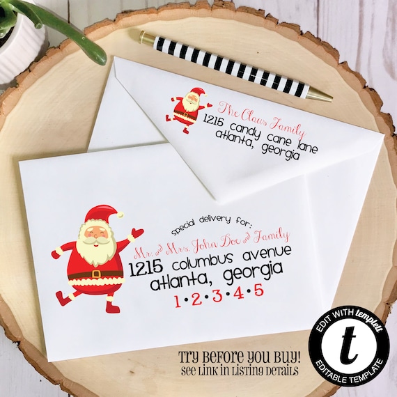 EDITABLE Christmas ENVELOPE Template,Christmas Envelope ADDRESSING,Christmas,Santa,Recipient Addressing,Envelope Addressing,Instant Download