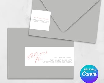 Printable Wrap Around Address Label Template | Editable Canva Template | Return Address Sticker | Christmas Address Labels | DIY Invitations