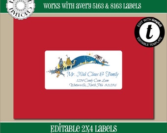 EDITABLE Christmas ADDRESS LABEL Template, Envelope Addressing, Christmas, Nativity, Recipient Addressing, Address Labels,Editable, CH014