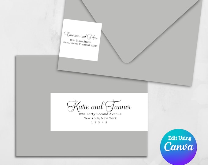 Printable Wrap Around Address Label Template for Canva | Elegant #23