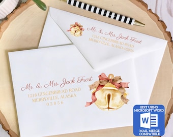 Christmas Envelope Template for Microsoft Word | Mail Merge Compatible | Includes Recipient and Return Address Templates | Works with Excel