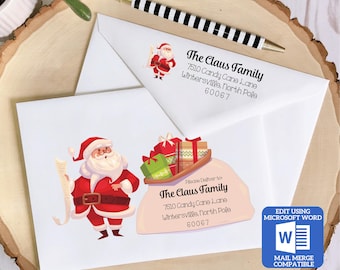 Christmas Envelope Template for Microsoft Word | Mail Merge Compatible | Includes Recipient and Return Address Templates | Works with Excel