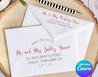 Christmas Digital Envelope Template for Canva | Christmas Elegance