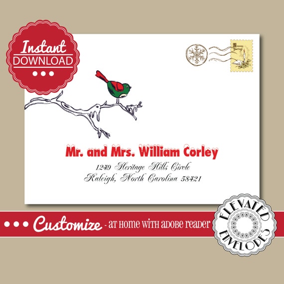 Editable christmas address label template envelope EDITABLE Christmas ENVELOPE TemplateChristmas Envelope | Etsy