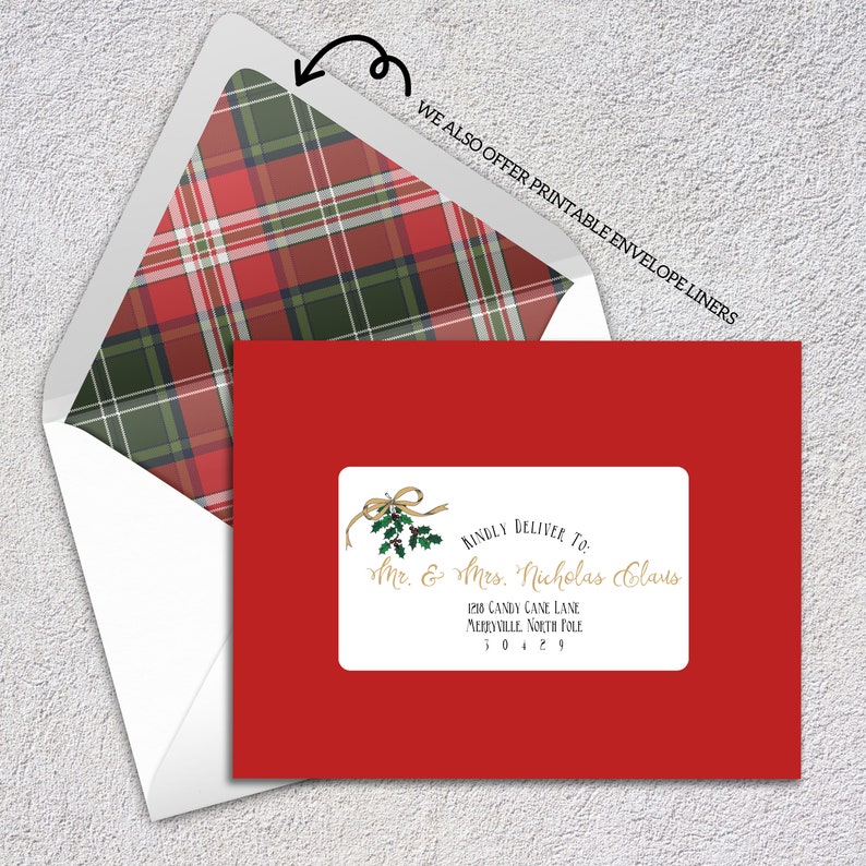 EDITABLE Christmas ADDRESS LABEL Template Envelope Addressing Christmas