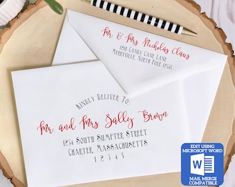Printable Christmas Envelope Template For Microsoft Word | Christmas Elegance
